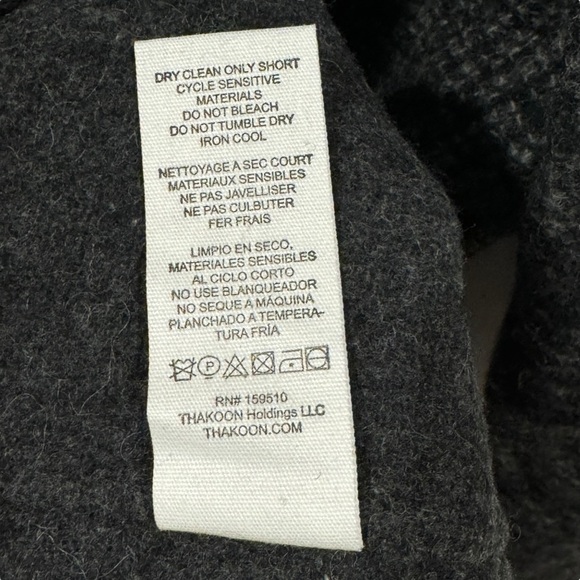 THAKOON Women's Charcoal Wool‎ Blend Hooded Plaid Pattern Coat Size S - Picture 13 of 13